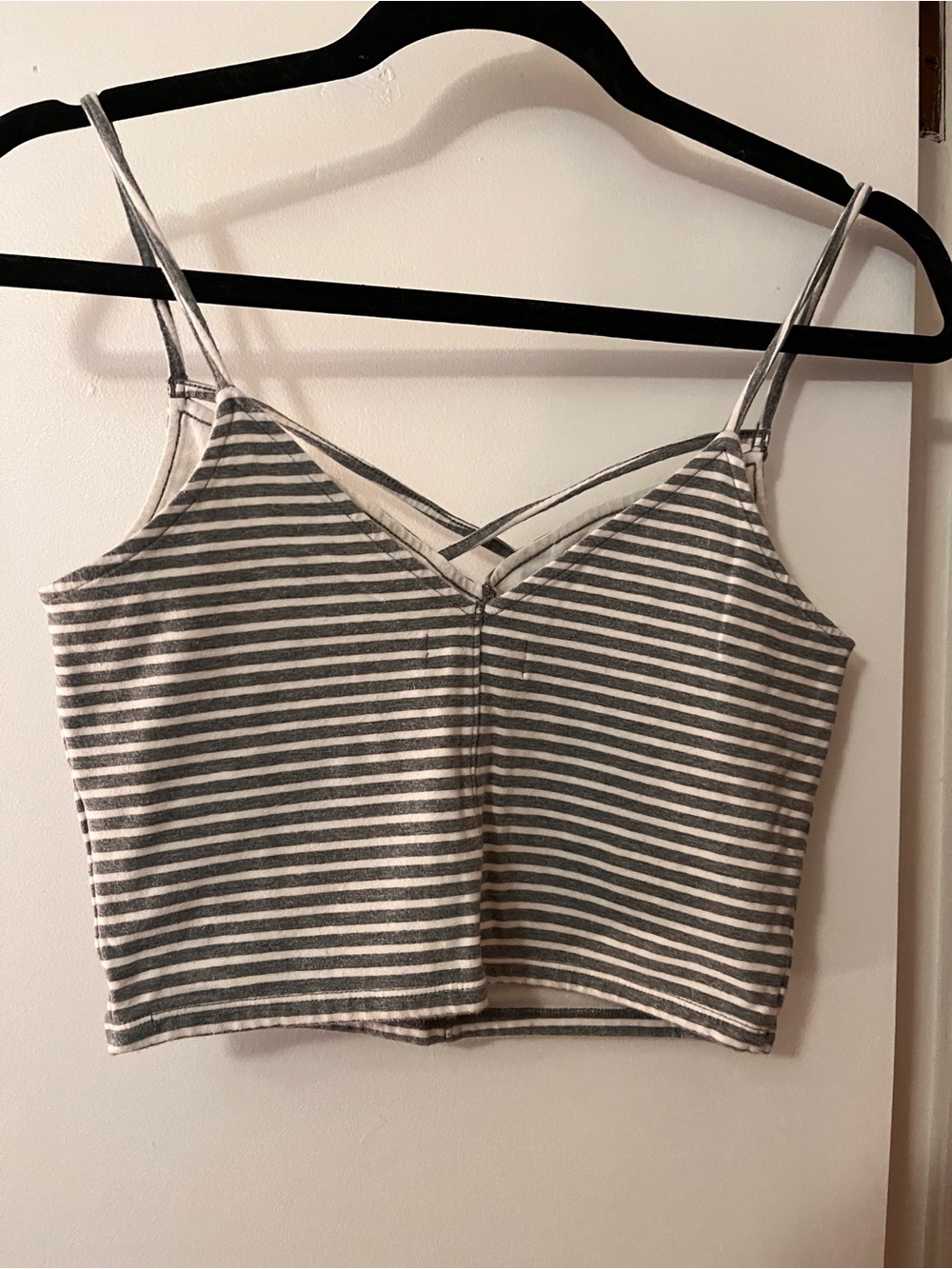 Hollister Gray & White Striped Cropped Cami